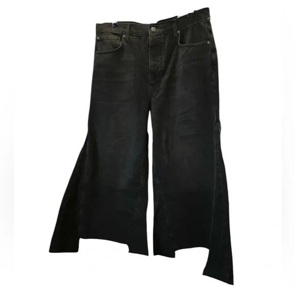 FREE PEOPLE WE THE FREE WOMENS RIPPLE WIDE LEG CROP DENIM 30 - Picture 9 of 16